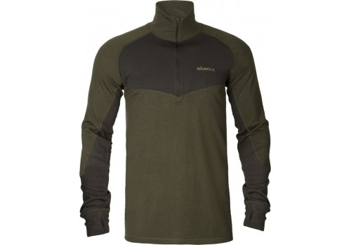 PODKOSZULEK HARKILA BASE WARM ZIP NECK (Willow Green/Shadow Brown)